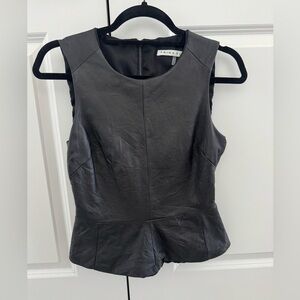Trina Turk Leather Peplum Top